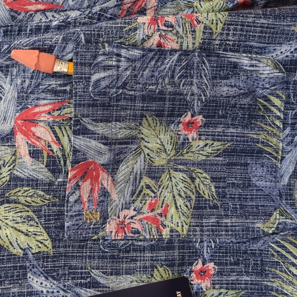 NWT IZOD SALTWATER Men's M Tropical Blue Short Sleeve Shirt - Picture 10 of 14